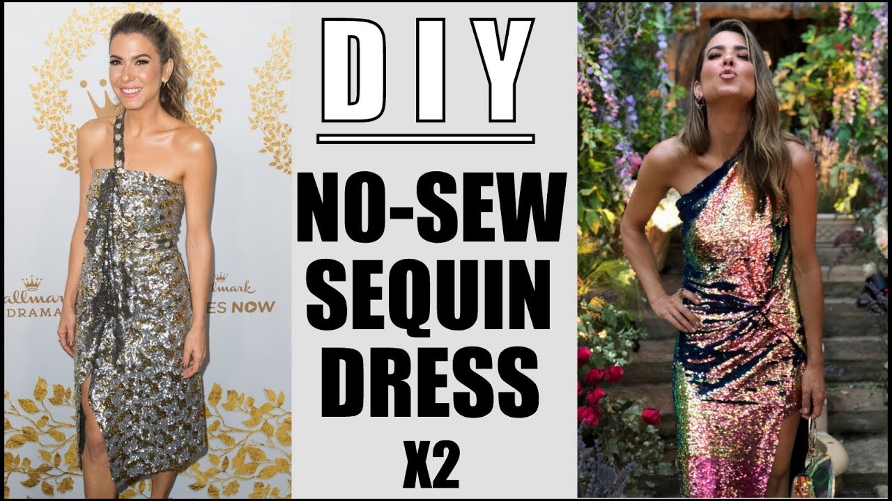 DIY: How To Make 2 NO SEW Sequin Dresses (RED CARPET) - By Orly Shani