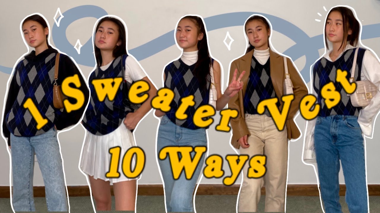 1 Sweater Vest, 10 Outfits | 10 ways to wear a sweater vest