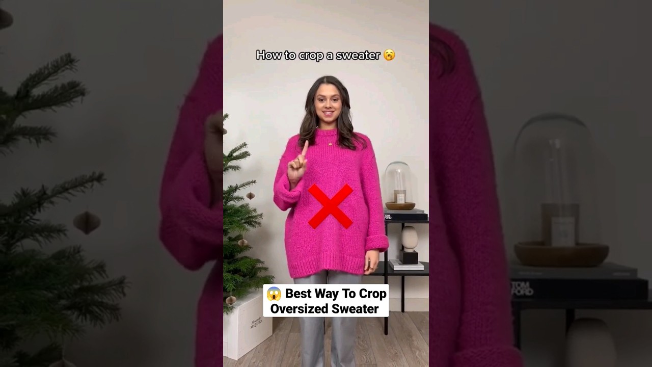 😱 Best Way To Crop Oversized Sweater Easily With A Belt #shorts