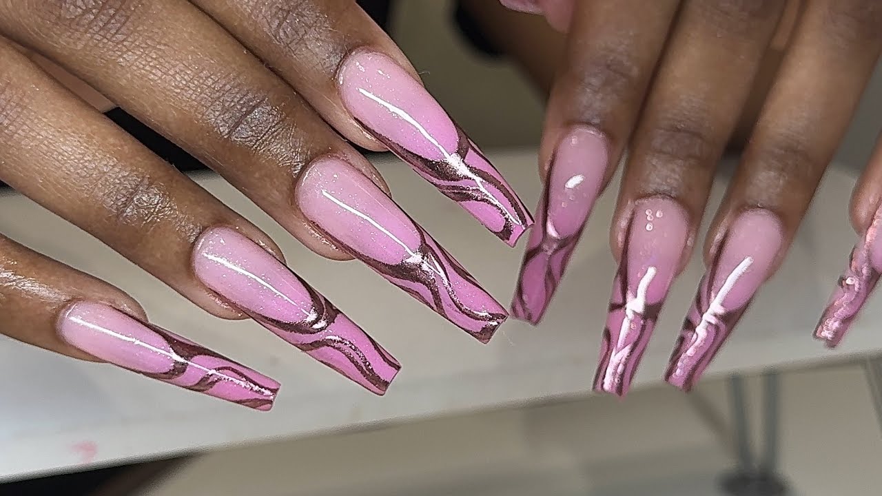 XL Coffin Gel-X set | Chrome Nail designs | Ombré on Gel X