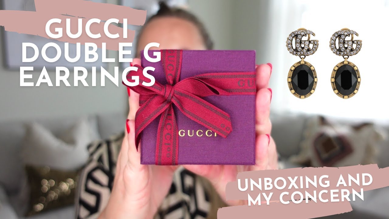 GUCCI Double G Earrings with Black Crystals * Unboxing *