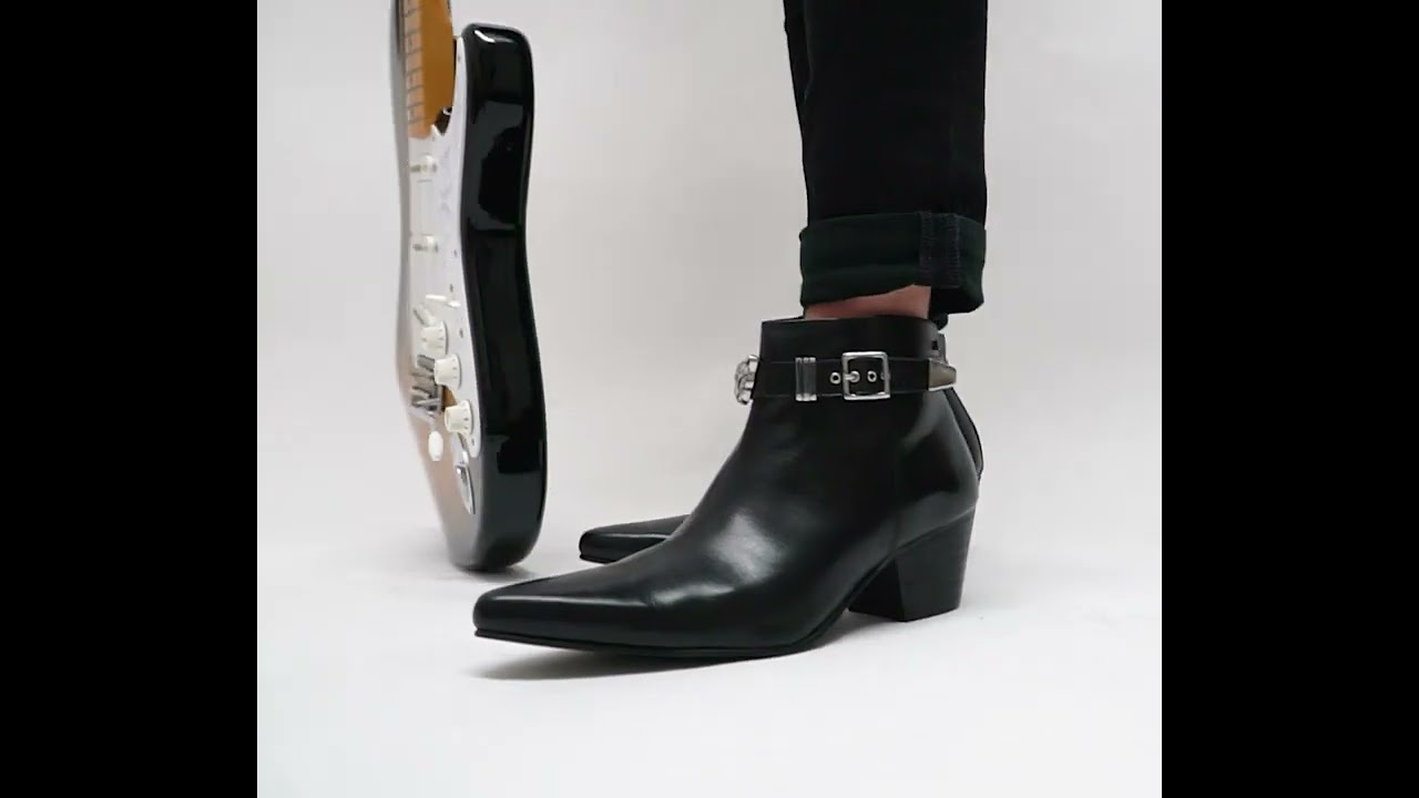 Club Cubano PAVEL Mens Leather Winklepicker Cuban Heel Boots Black | Shuperb™