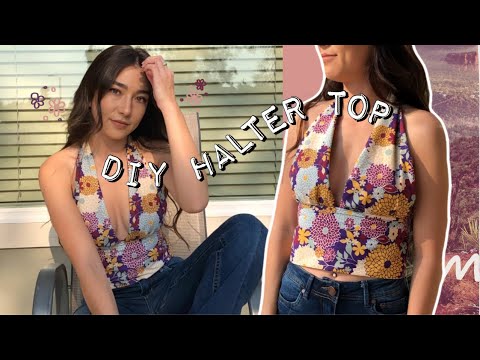 DIY HALTER TOP | how to sew a halter crop top from scratch!