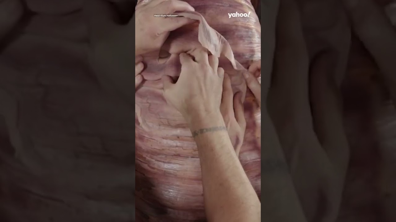 Watch Heidi Klum transform into a worm for Halloween | #shorts #yahooaustralia