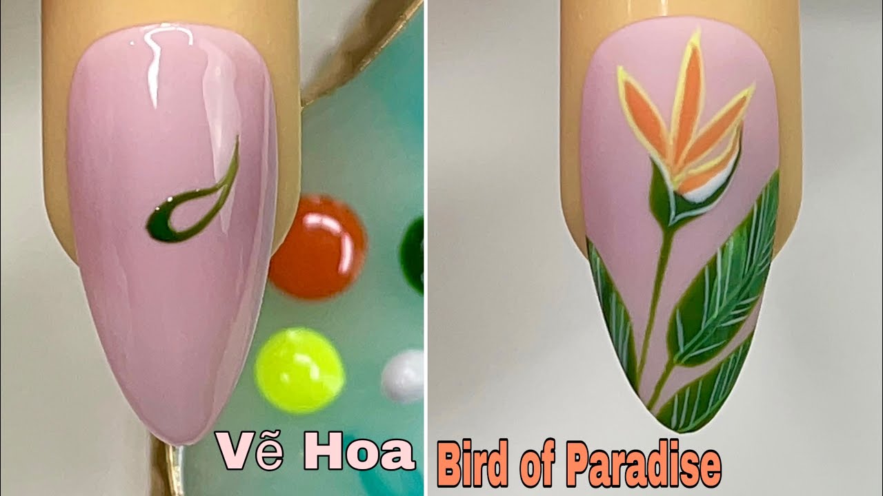 Bird of Paradise Nails Art For Beginner 💖Vẽ Hoa💅 New Nails Design 💝 New Nails
