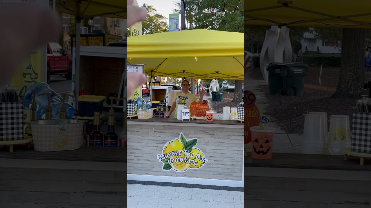A glimpse at our Fresh Squeezed Lemonade Business Tent! #lemonade #lemonadestand #lemons