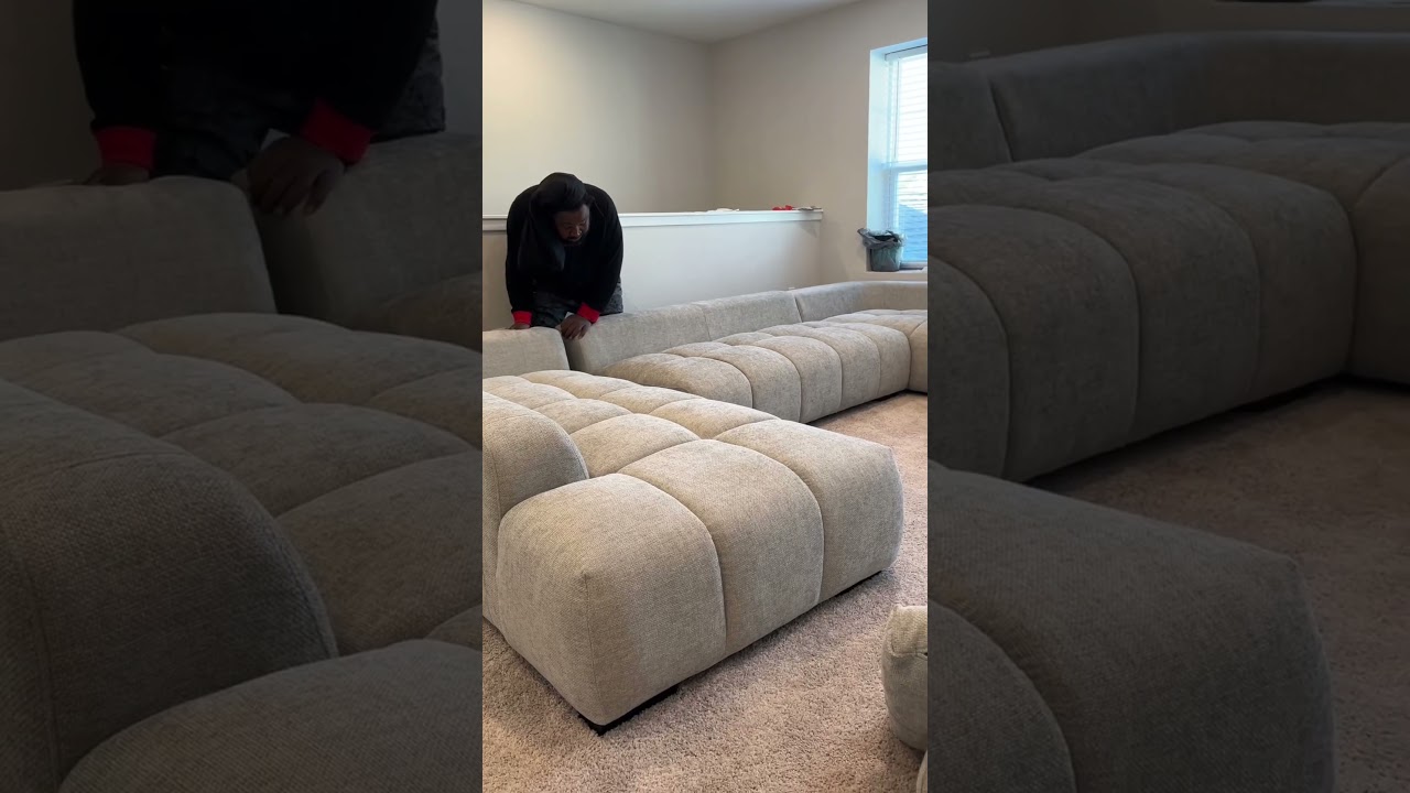 Wayfair Sectional 🤍#unboxing #wayfair #modernsectional #newfurniture #Newhouse #interiordesign #pov