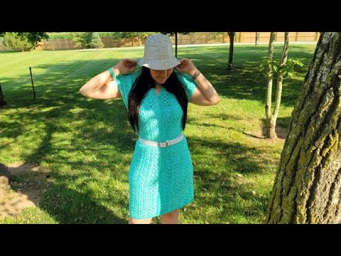 Easy Crochet Dress Tutorial Sizes Sm-4XL / "Diamonds in Blue" Crochet Dress