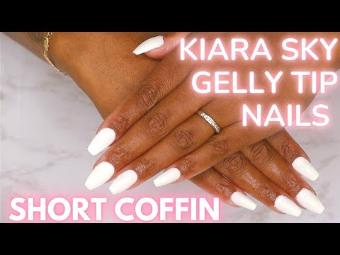 Kiara Sky Gelly Tip Nails Application | Short Coffin