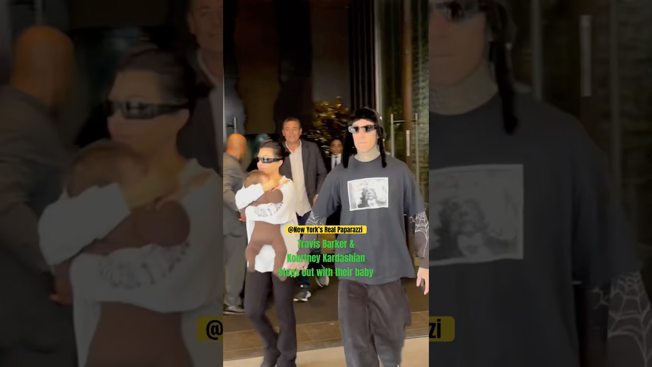 EXCLUSIVE; Travis Barker and Kourtney Kardashian seen with their baby as going for his first tour