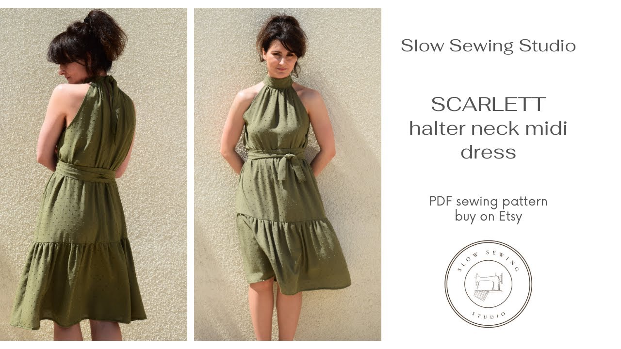 DIY Halter Neck Midi Dress Scarlett / Sewing Tutorial / PDF pattern