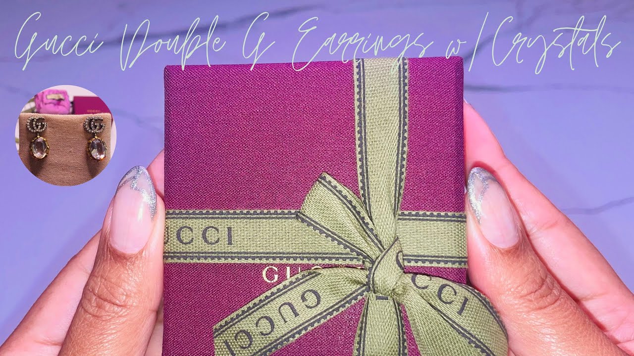 GUCCI Double G Earrings w/Crystals Unboxing