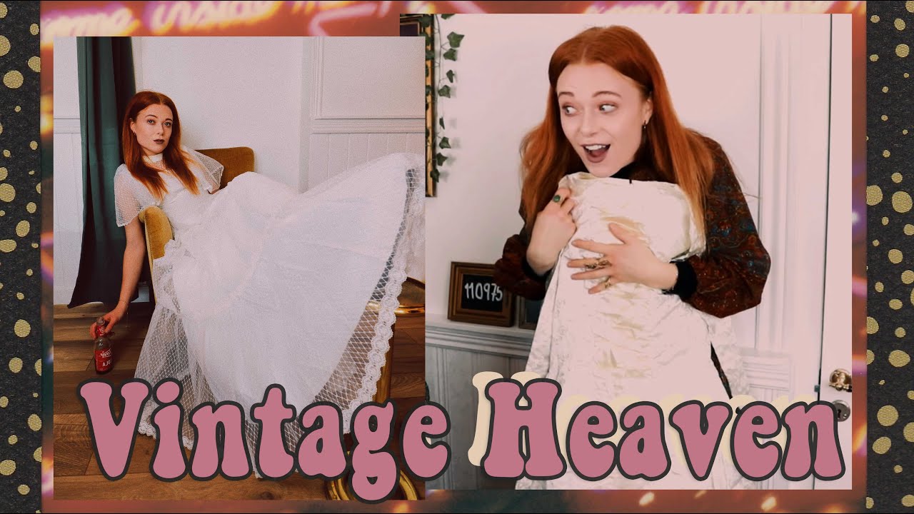 Unpacking Vintage and trying on vintage wedding dresses