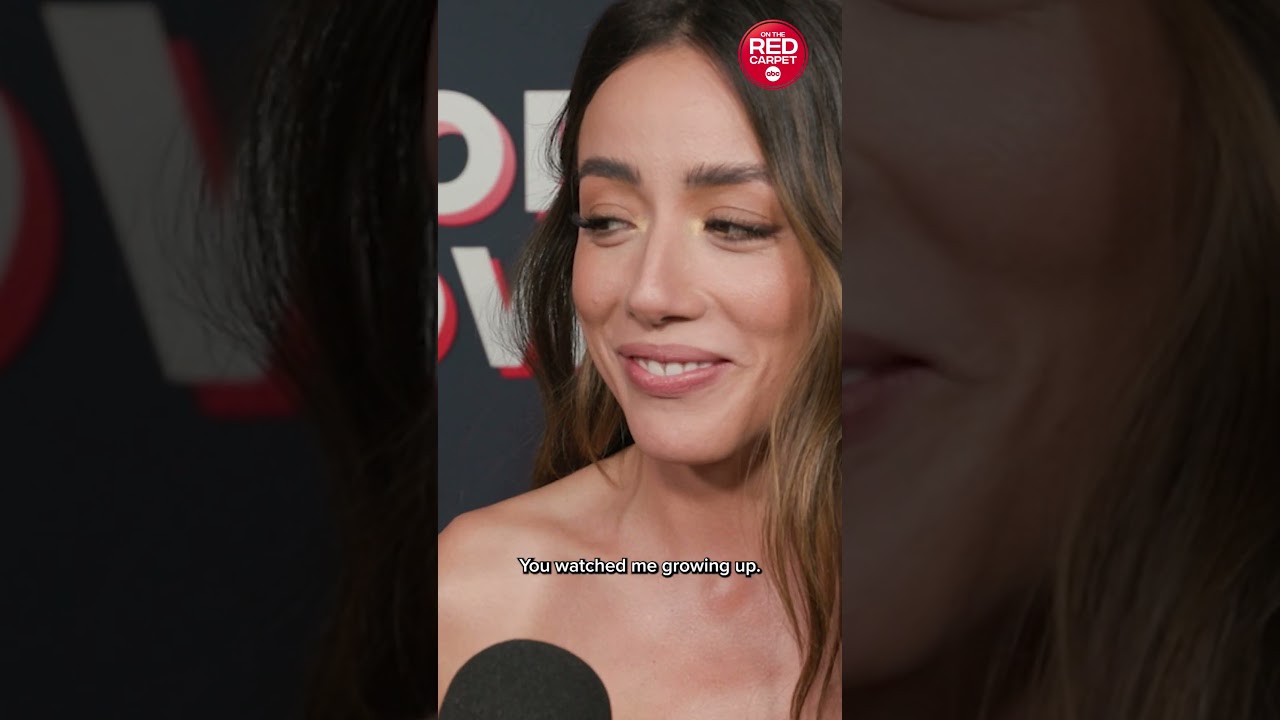 Chloe Bennet is shocked by our producer on the "Interior Chinatown" red carpet