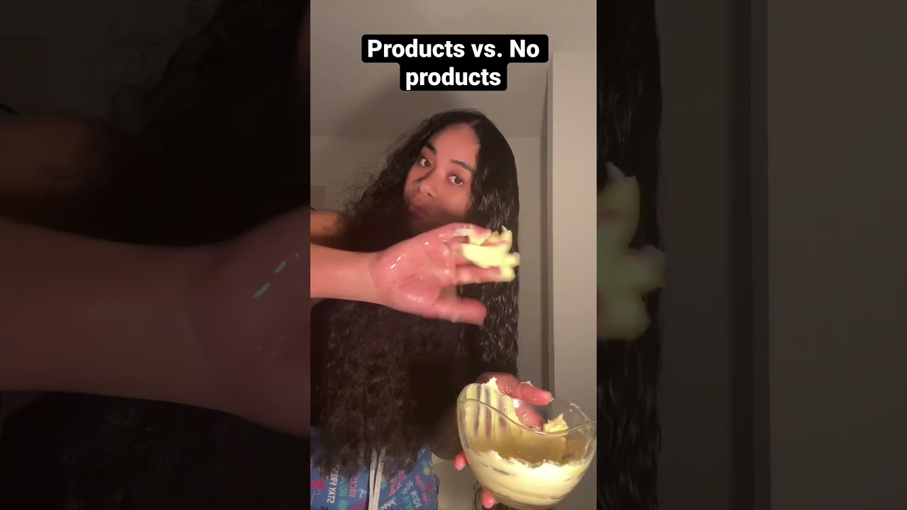 Long curly hair with and without hair products