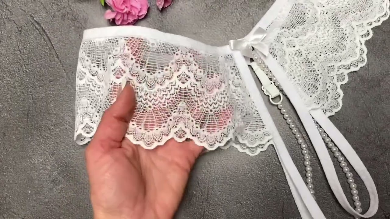 White pearled crotchless panties (handmade)