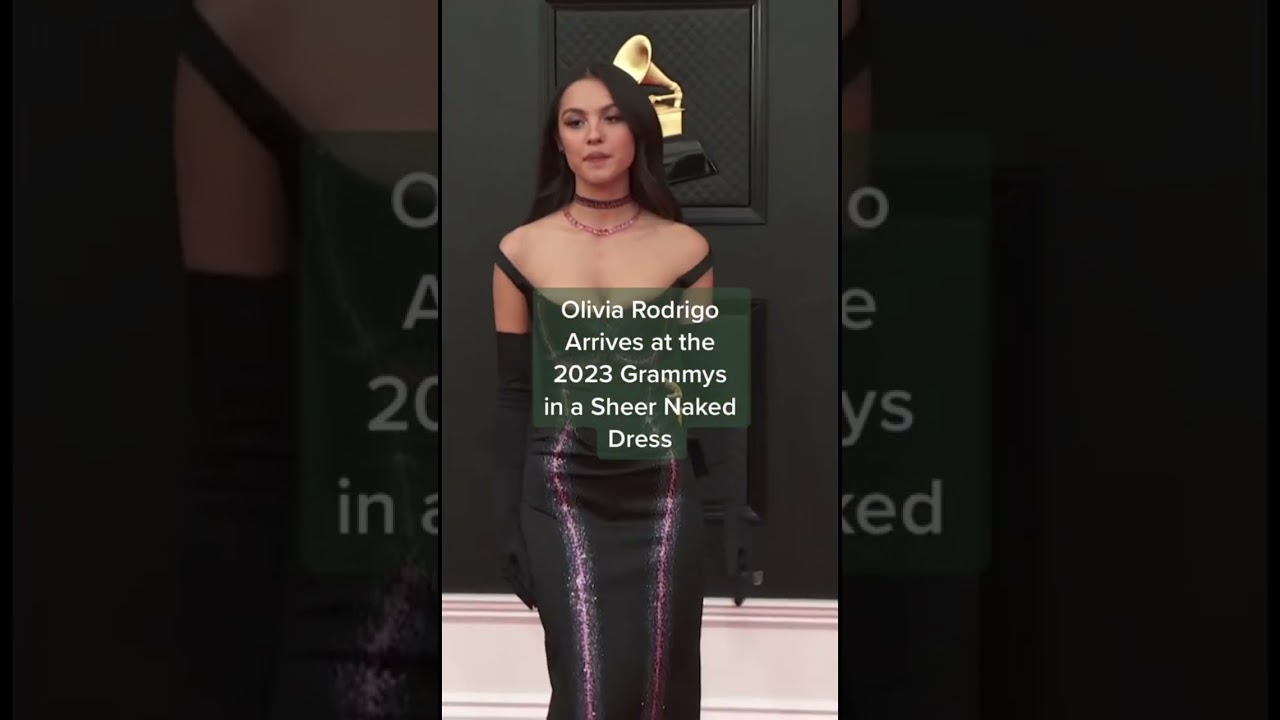 olivia rodrigo at grammys in a sheer naked dress