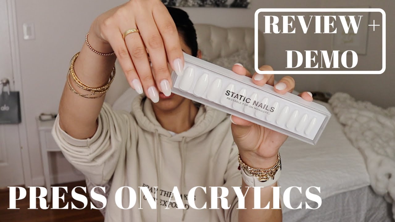 STATIC NAILS: Reusable Pop On Nails Review + How to Apply || Coconut Coffin Shape