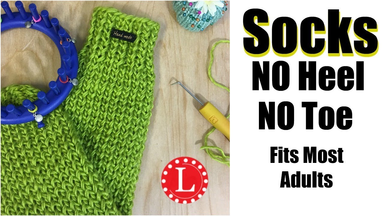 How to LOOM KNIT TUBE SOCKS on Round Loom Easy (No Heel No Toe No Folded Cuff )