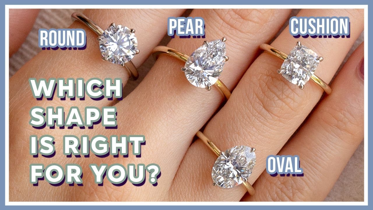 Which Diamond SHAPE is Right for You? | Round vs Cushion vs Oval vs Pear Gold Platinum Solitaires