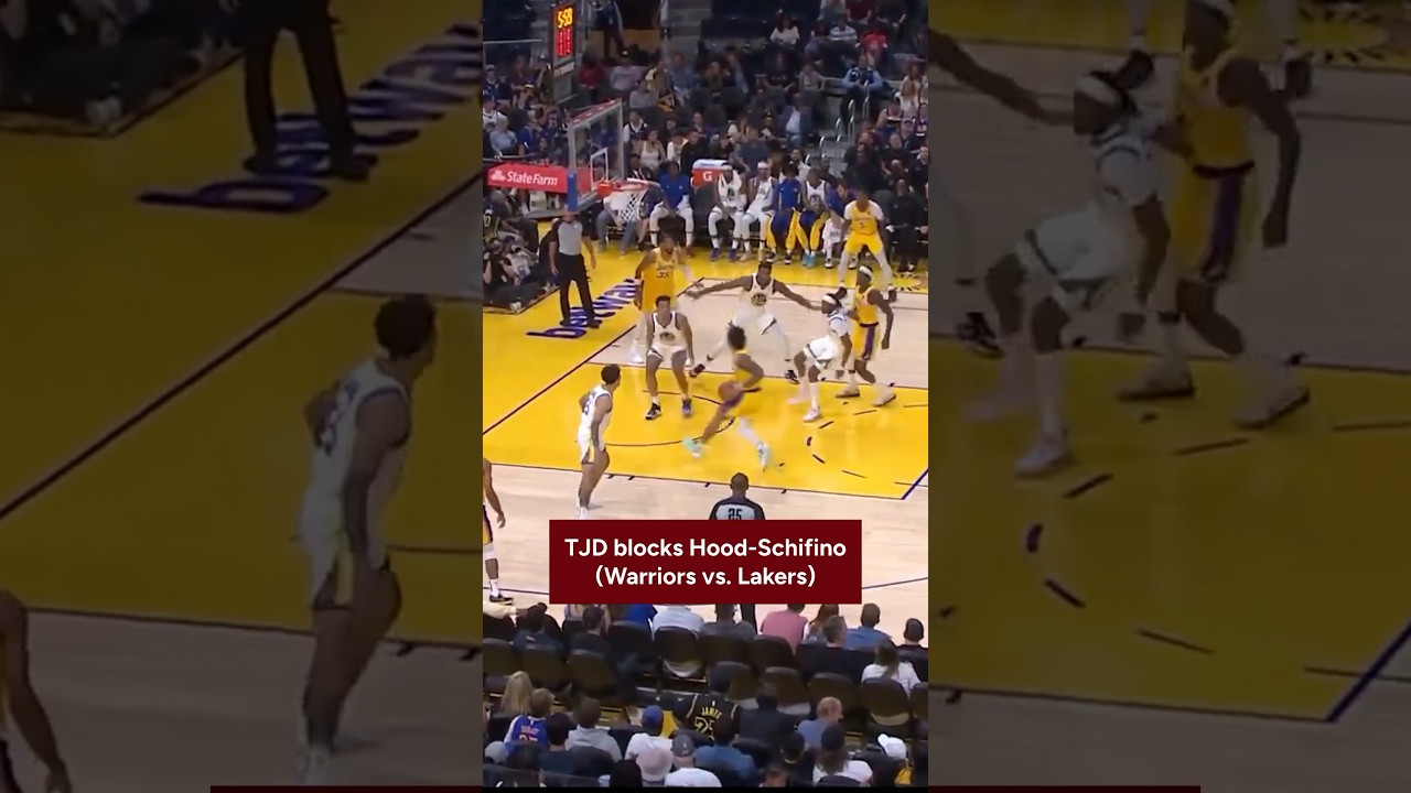 Trayce Jackson-Davis blocks Jalen Hood-Schifino in NBA preseason action #iubb #hoosiernation