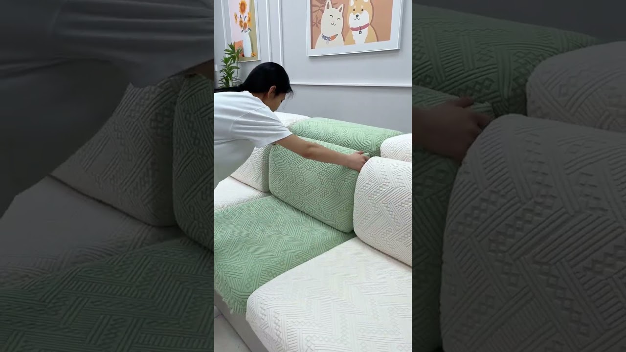 KAS stretch couch cushion covers for sectional sofa L shape #sofacover #cushioncover #slipcover
