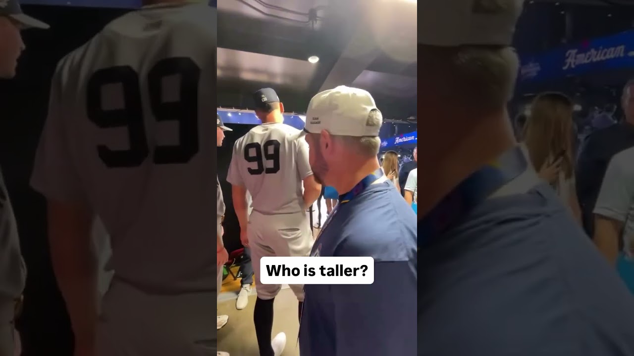 Finally figured out if Aaron Judge is taller than us #baseball #tall #mlb #yankees